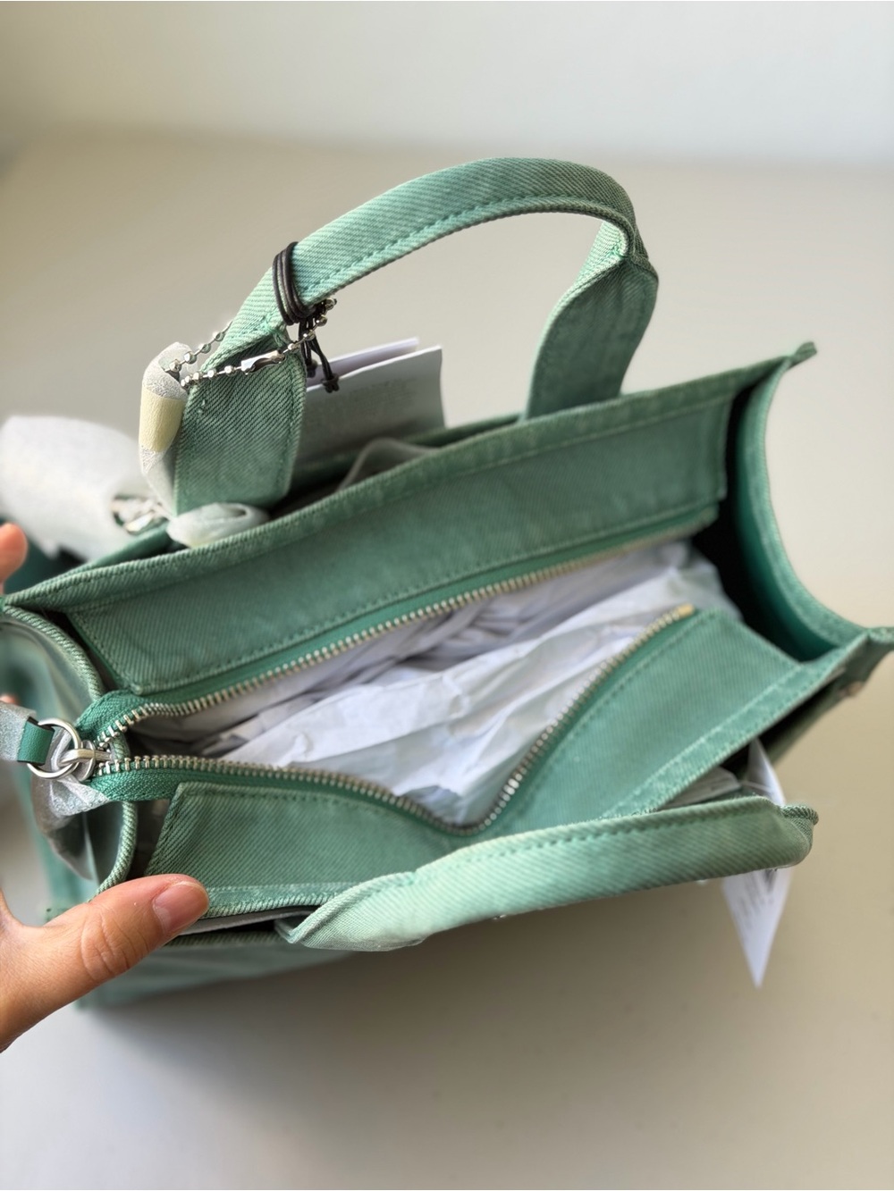 Coach Denim Cargo Tote 26 in Ivy - Picture 7 of 11
